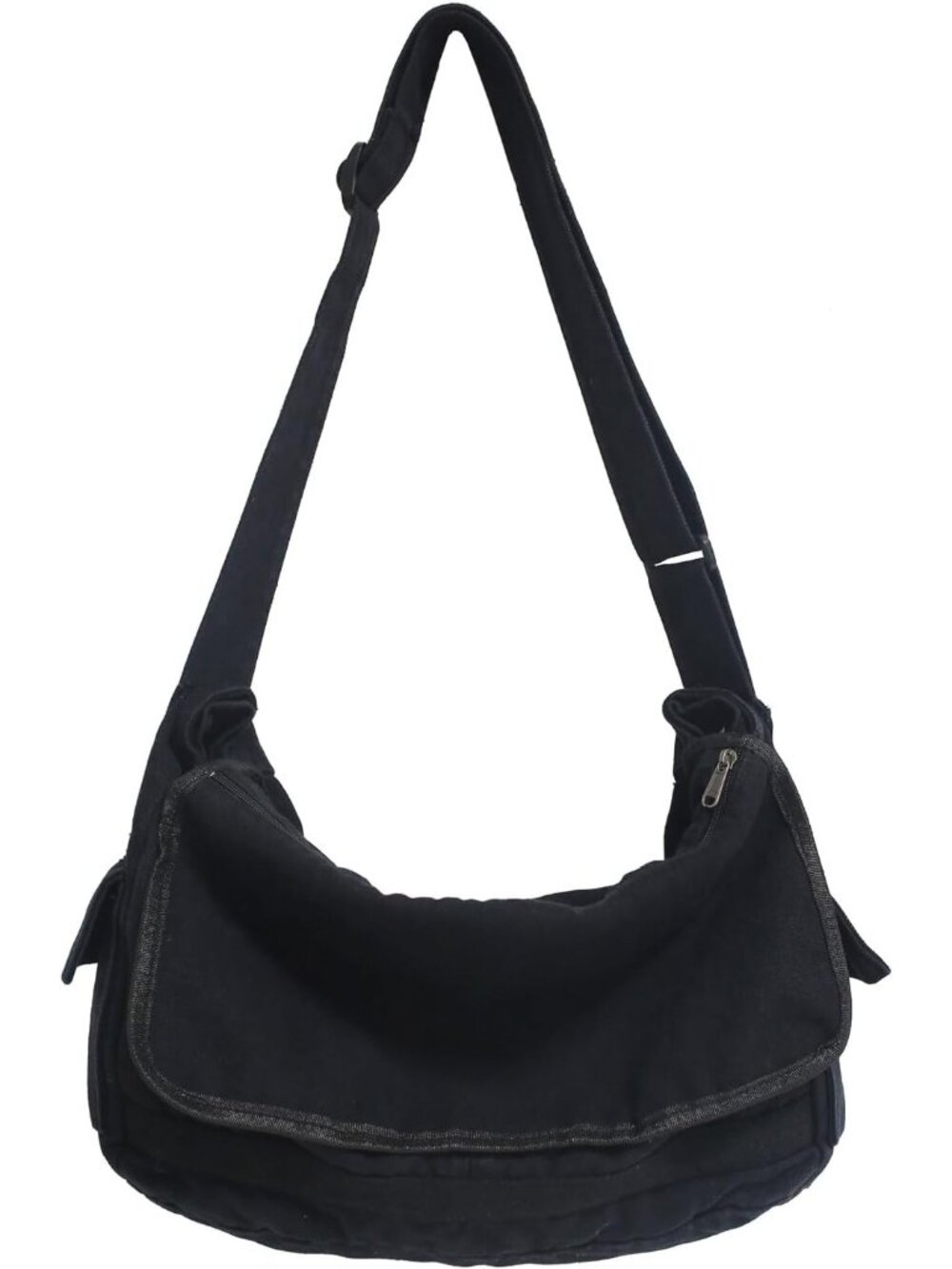 Women's D-black Zipper Casual Sling Aesthetic Crossbody Shoulder Bag